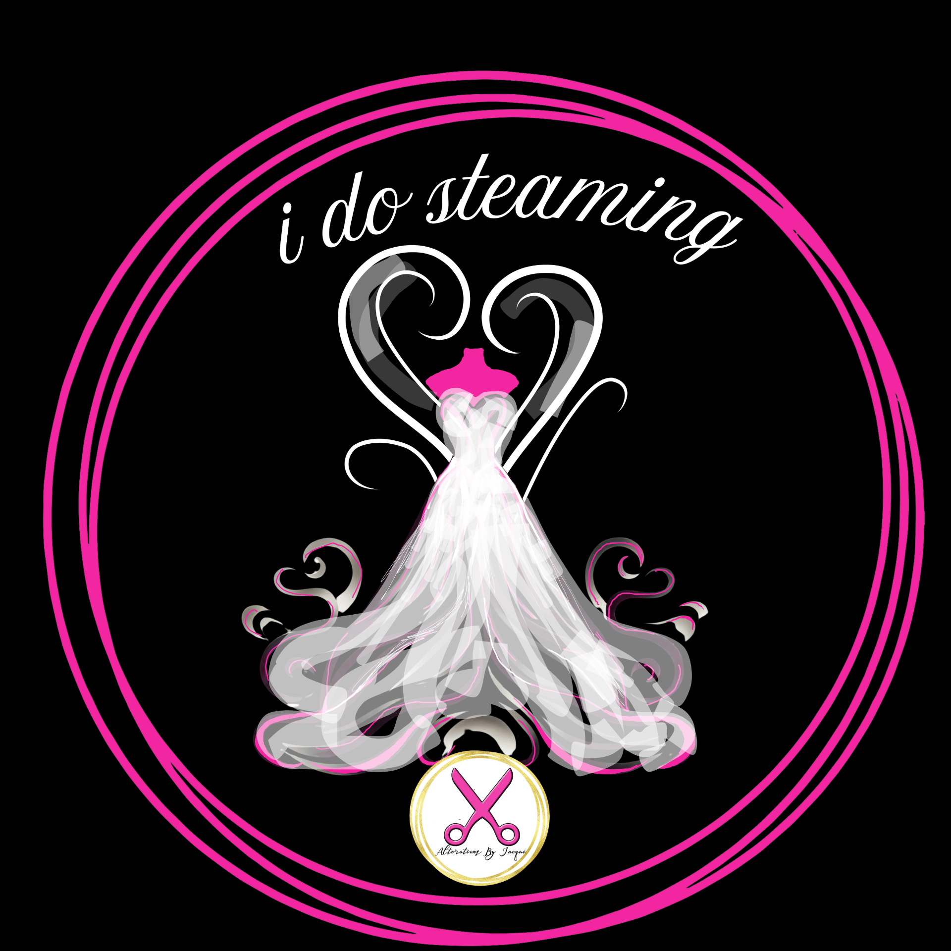 I Do Steaming logo — award-winning wedding day steaming and dressing assistance sister service
